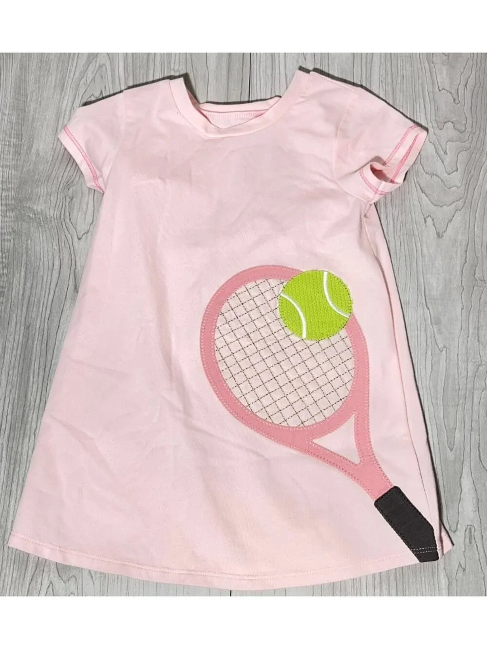 Mud Pie girls 12-18m NWT Tennis racket ball t-shirt dress pink applique preppy